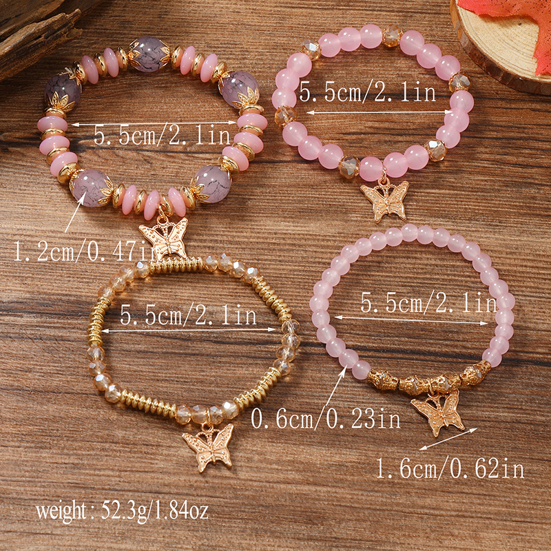 Casual Retro Butterfly Arylic Alloy Rope Gem Pearl Beads Unisex Drawstring Bracelets display picture 30