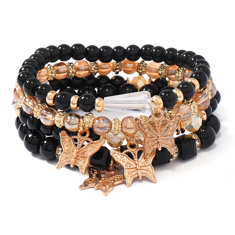 Casual Retro Butterfly Arylic Alloy Rope Gem Pearl Beads Unisex Drawstring Bracelets display picture 6