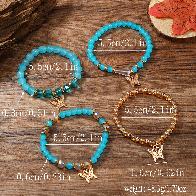 Casual Retro Butterfly Arylic Alloy Rope Gem Pearl Beads Unisex Drawstring Bracelets display picture 20