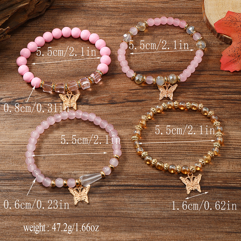Casual Retro Butterfly Arylic Alloy Rope Gem Pearl Beads Unisex Drawstring Bracelets display picture 21