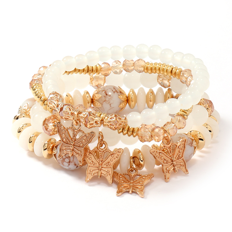 Casual Retro Butterfly Arylic Alloy Rope Gem Pearl Beads Unisex Drawstring Bracelets display picture 29