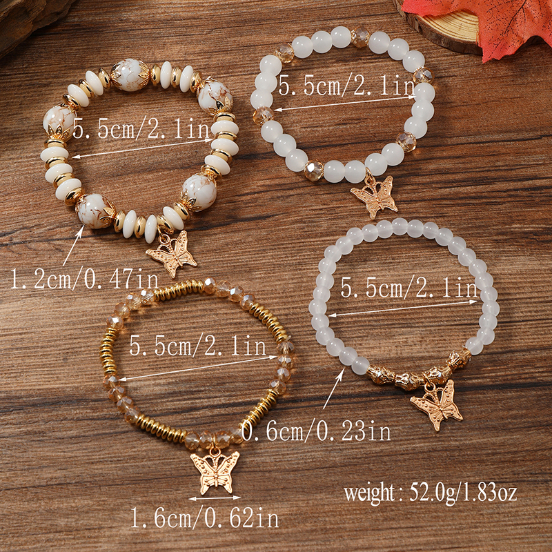 Casual Retro Butterfly Arylic Alloy Rope Gem Pearl Beads Unisex Drawstring Bracelets display picture 35