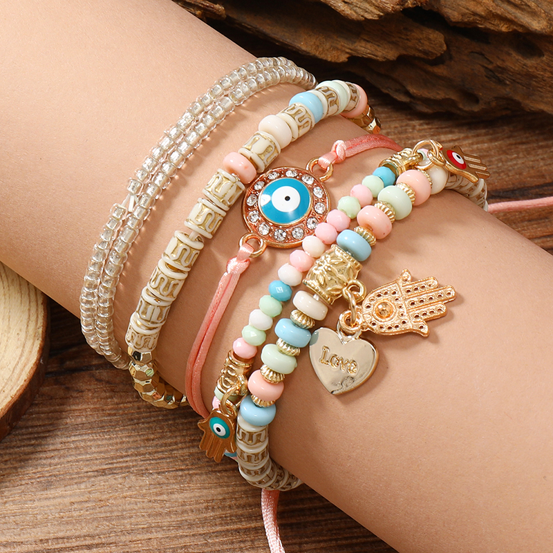 Casual Retro Butterfly Arylic Alloy Rope Gem Pearl Beads Unisex Drawstring Bracelets display picture 49