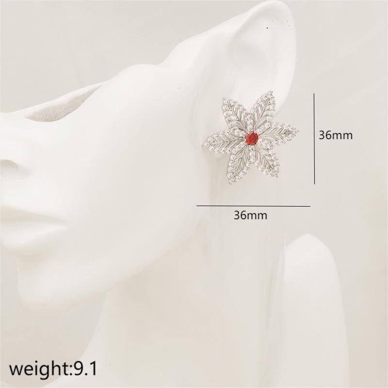 1 Pair Luxurious Snowflake Plating Inlay Copper Zircon White Gold Plated Ear Studs display picture 1