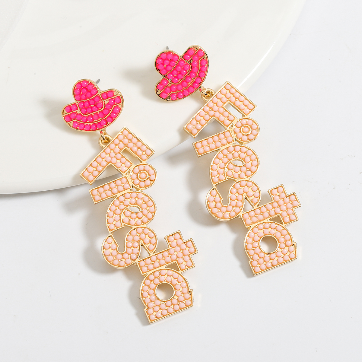 1 Pair Cute Vintage Style Letter Plating Alloy Seed Bead Gold Plated Silver Plated Drop Earrings display picture 3