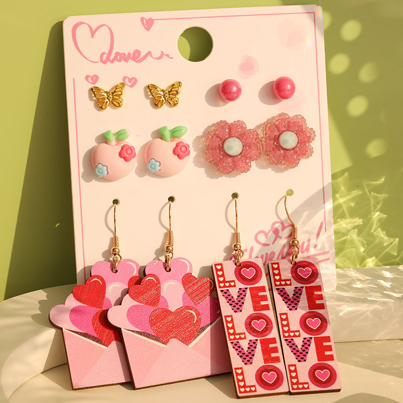 1 Set Romantic Sweet Geometric Arylic Wood Earrings display picture 25