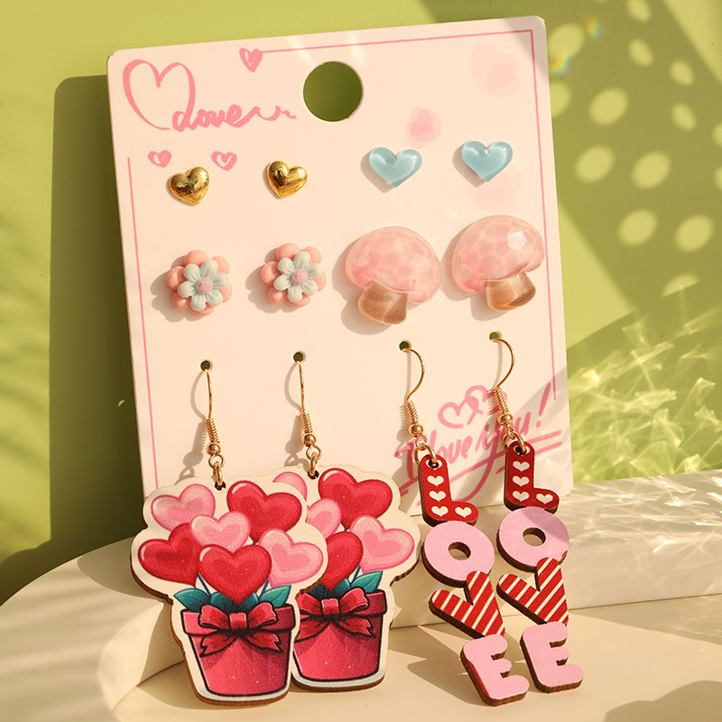 1 Set Romantic Sweet Geometric Arylic Wood Earrings display picture 26