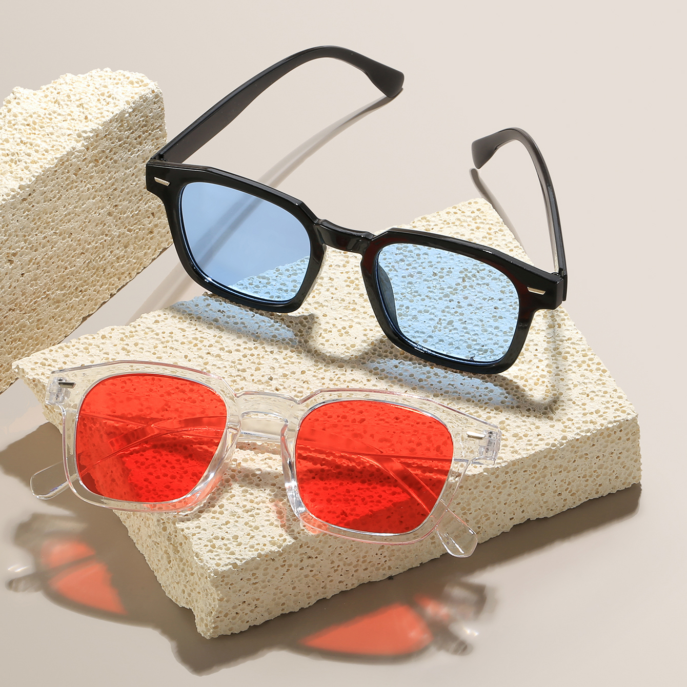 أسلوب رائع كتلة اللون مادة صمغية مربع اطار كامل المرأة النظارات الشمسية display picture 4