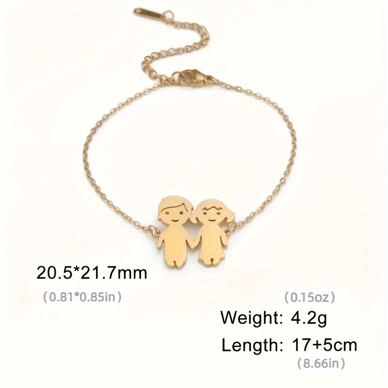 Cute Simple Style Girl Boy Stainless Steel Plating None Gold Plated Couple Bracelets display picture 4