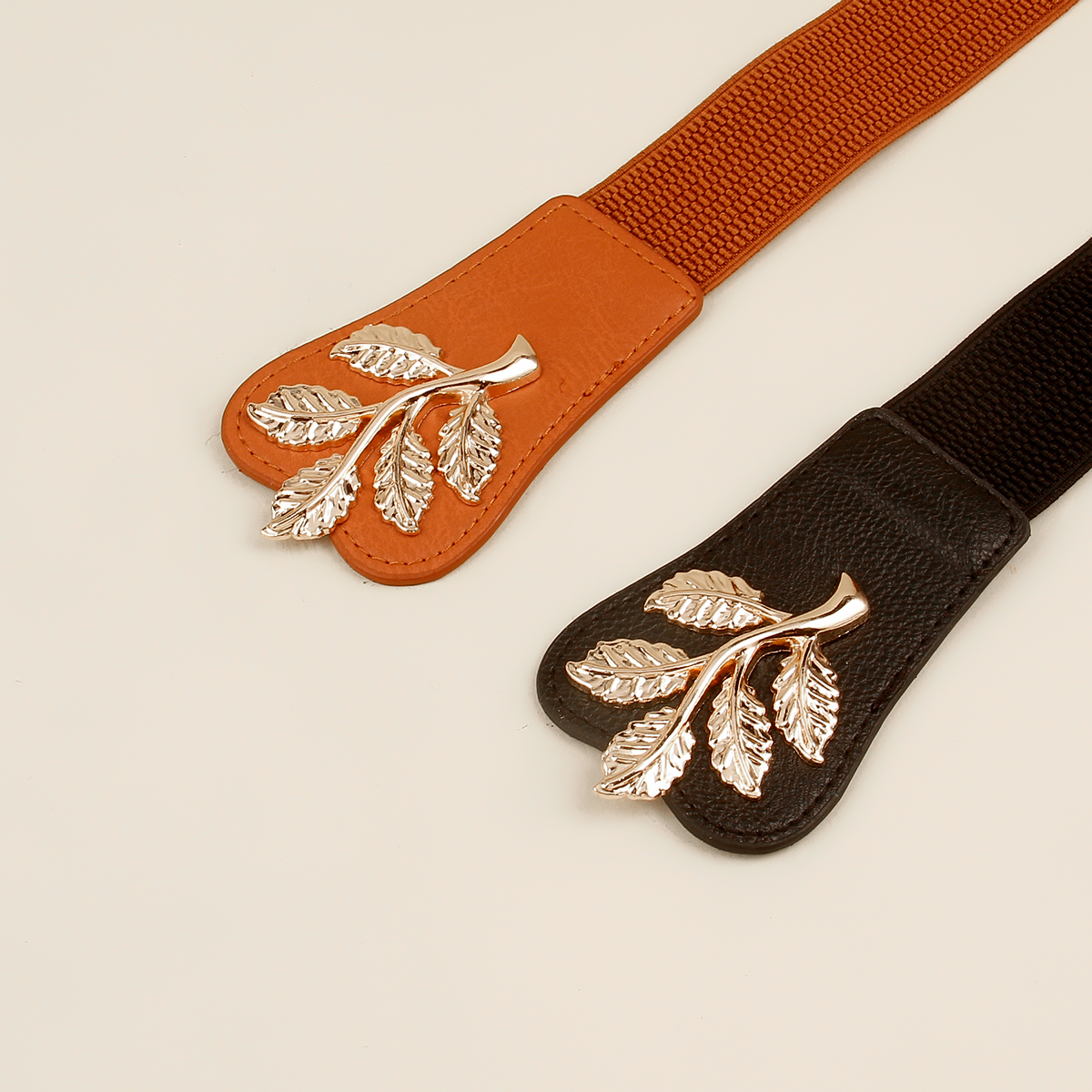 Ig Style Elegant Leaf Pu Leather Inlay Acrylic Women's Woven Belts display picture 1