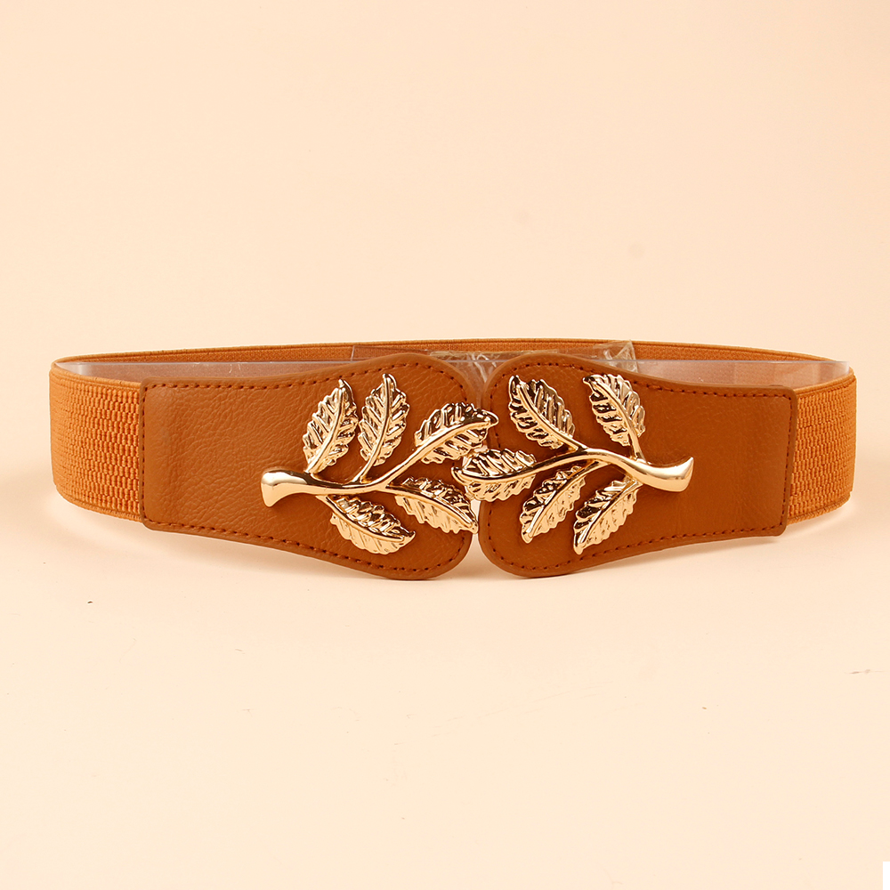 Ig Style Elegant Leaf Pu Leather Inlay Acrylic Women's Woven Belts display picture 4