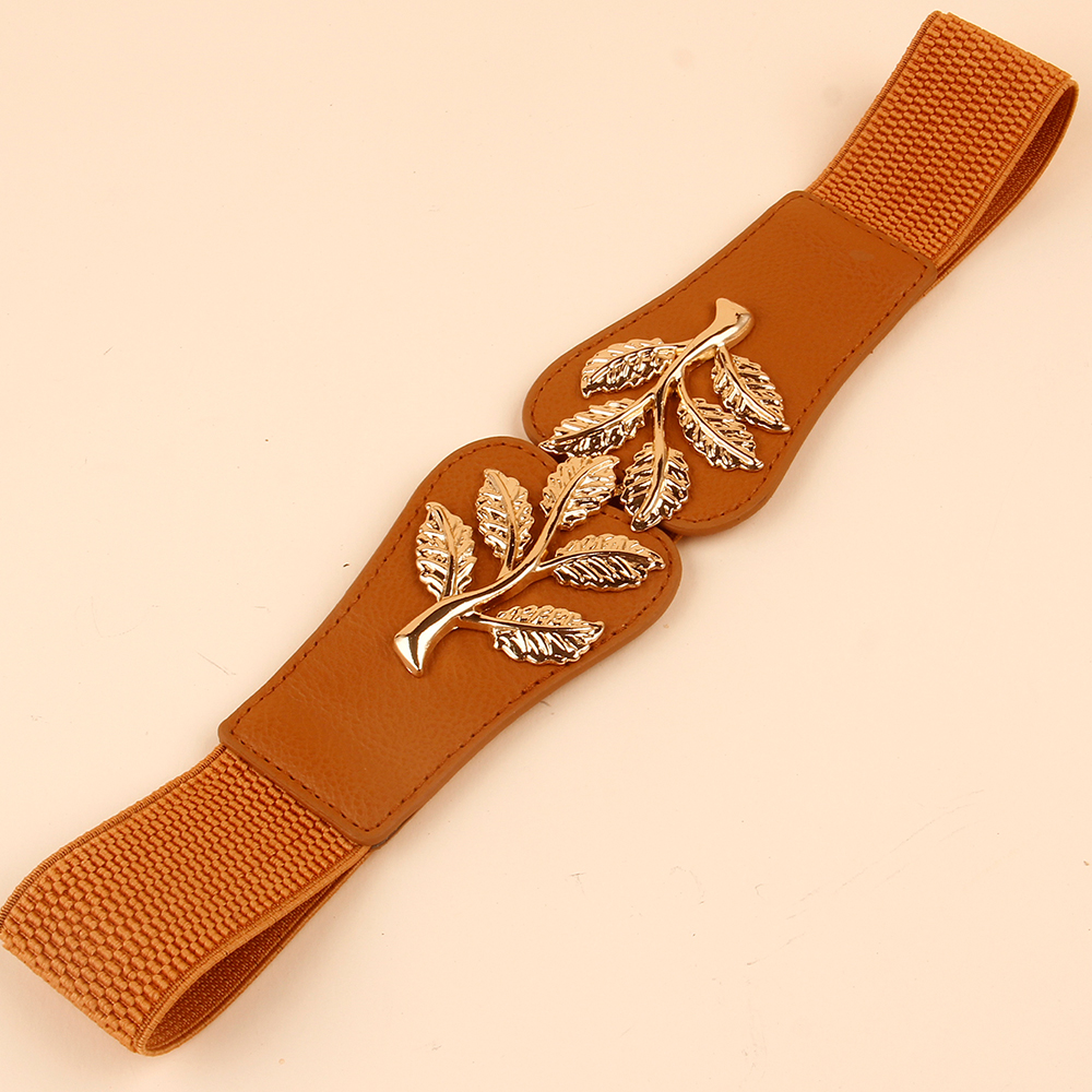 Ig Style Elegant Leaf Pu Leather Inlay Acrylic Women's Woven Belts display picture 7