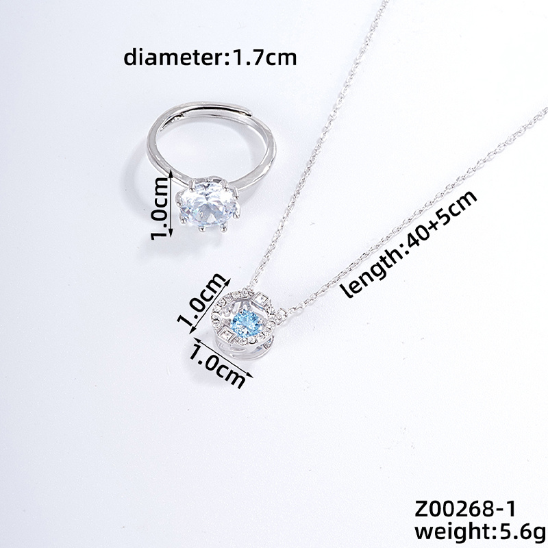Simple Style Geometric Copper Plating Inlay Zircon Silver Plated Rings Necklace display picture 1