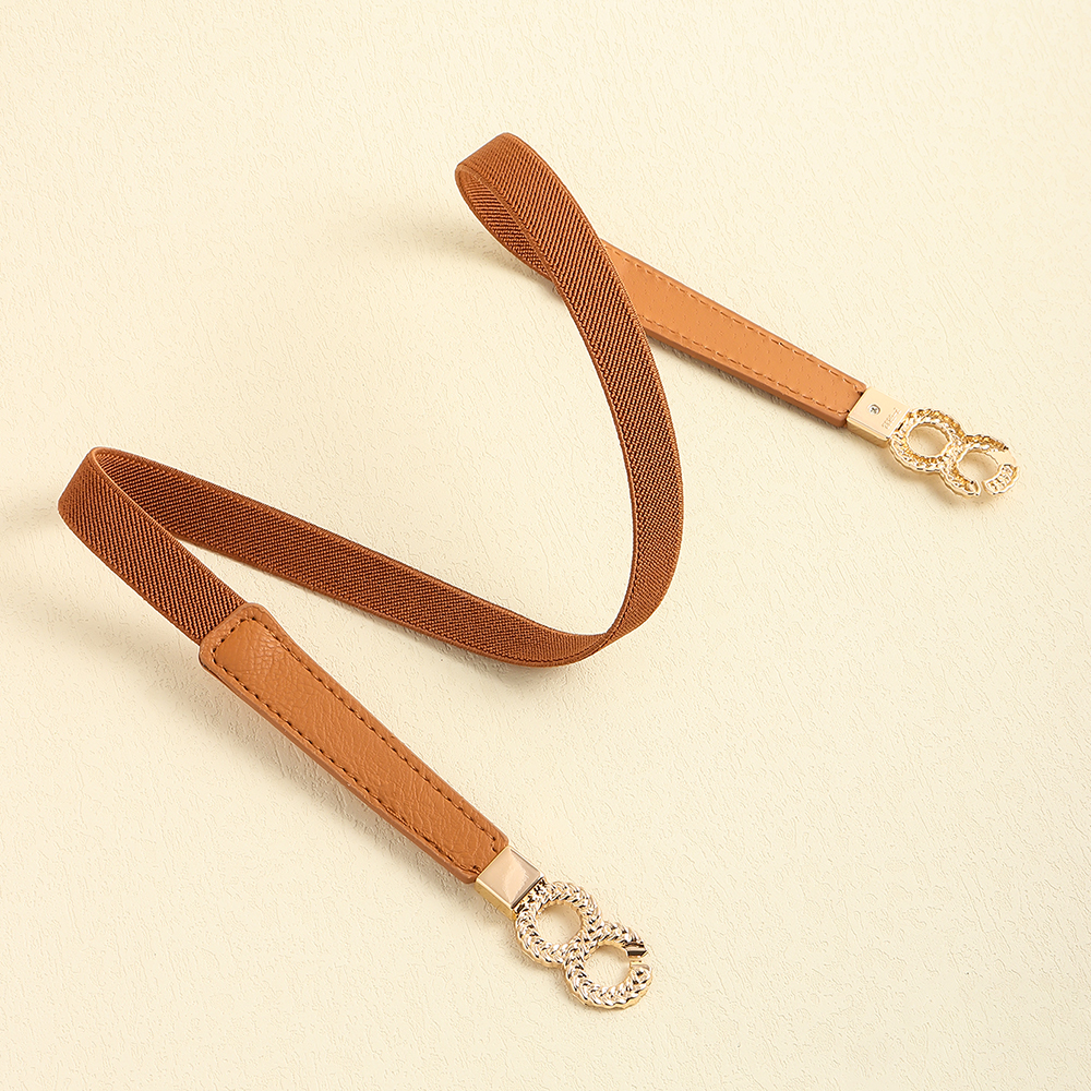 Elegant Geometric Pu Leather Alloy Elastic Band Metal Button Women's Woven Belts display picture 16