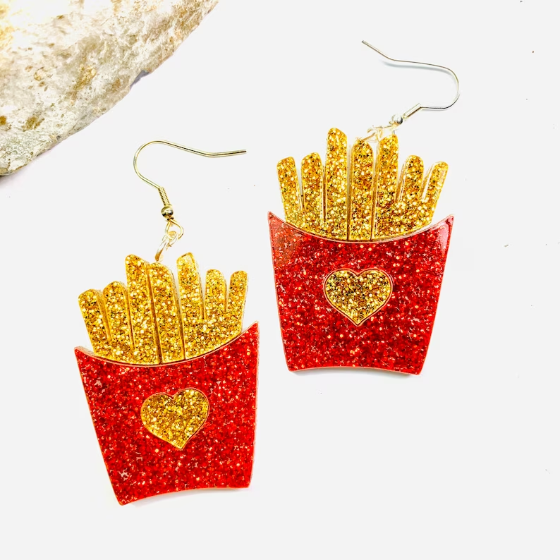 1 Pair Casual Funny French Fries Arylic Drop Earrings display picture 4