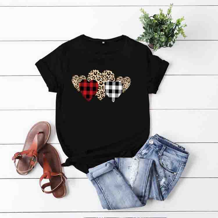 Casual Basic Heart Shape Cotton Polyester Printing T-shirt display picture 1