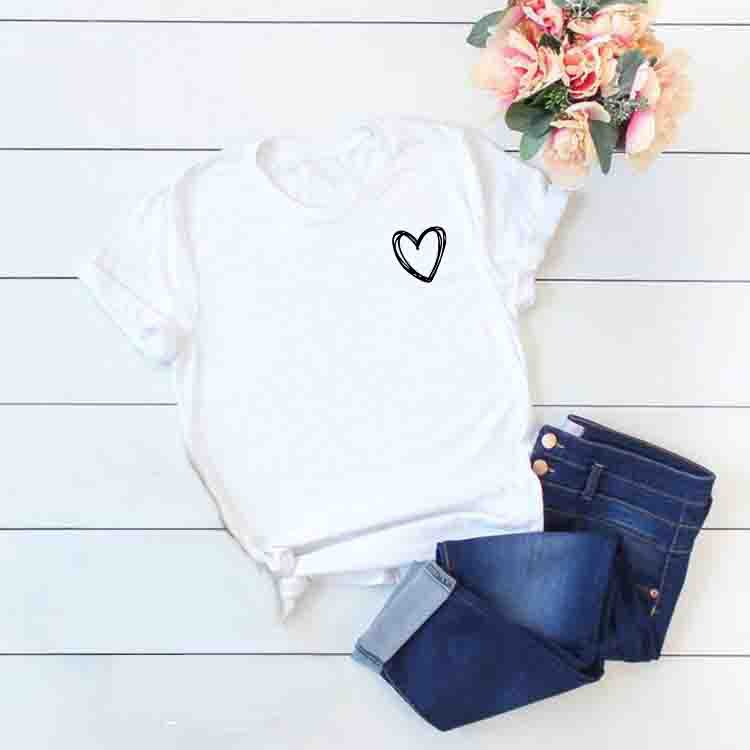 Casual Basic Heart Shape Cotton Polyester Printing T-shirt display picture 5