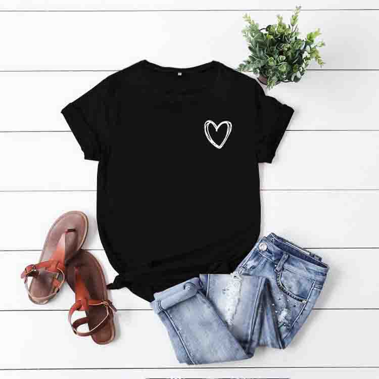 Casual Basic Heart Shape Cotton Polyester Printing T-shirt display picture 6