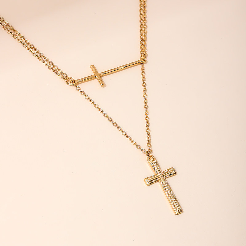 Simple Style Classic Style Artistic Cross Alloy Zinc Women's Layered Necklaces display picture 2