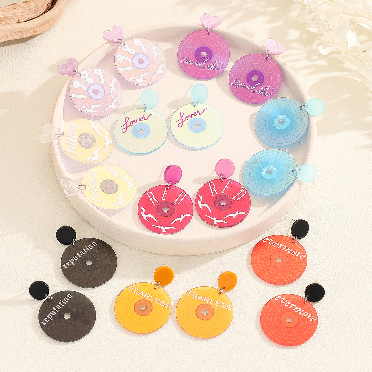 1 Pair Ig Style Cute Vacation Round Letter Bird Arylic Drop Earrings display picture 1