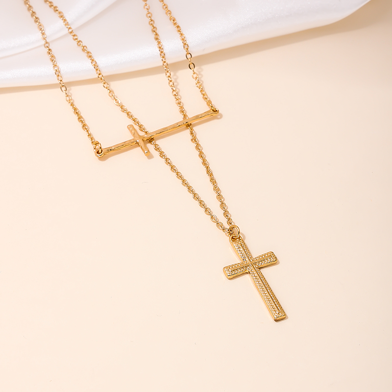 Simple Style Classic Style Artistic Cross Alloy Zinc Women's Layered Necklaces display picture 3
