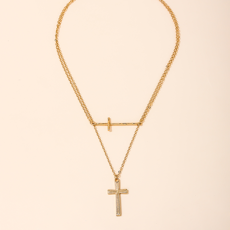 Simple Style Classic Style Artistic Cross Alloy Zinc Women's Layered Necklaces display picture 1