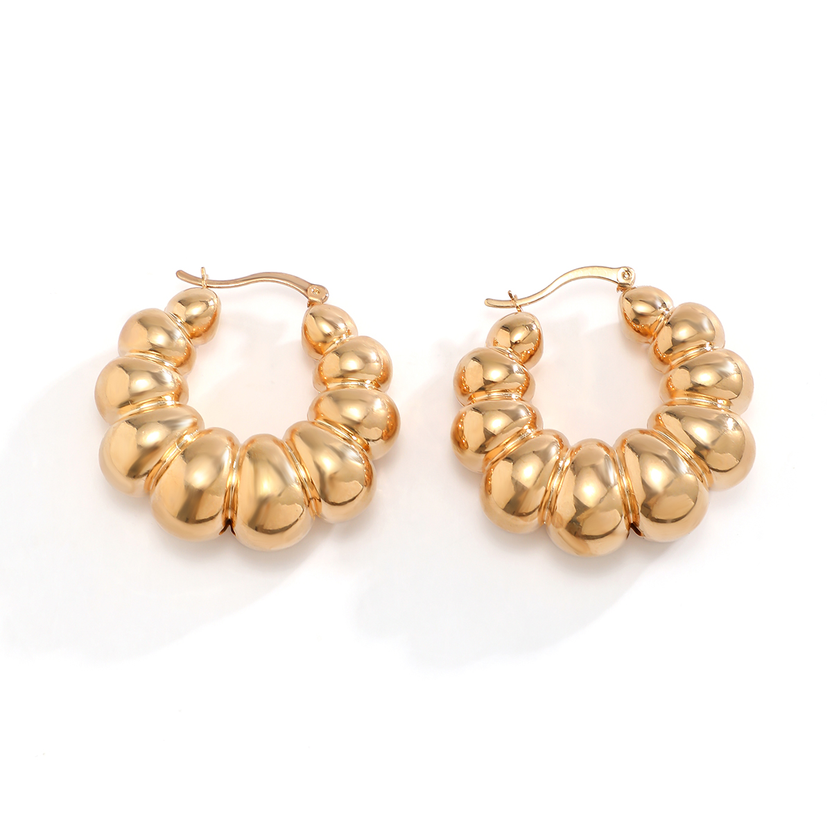 1 Pair Retro French Style Simple Style Round Irregular Three-dimensional Thick Ccb Earrings display picture 4