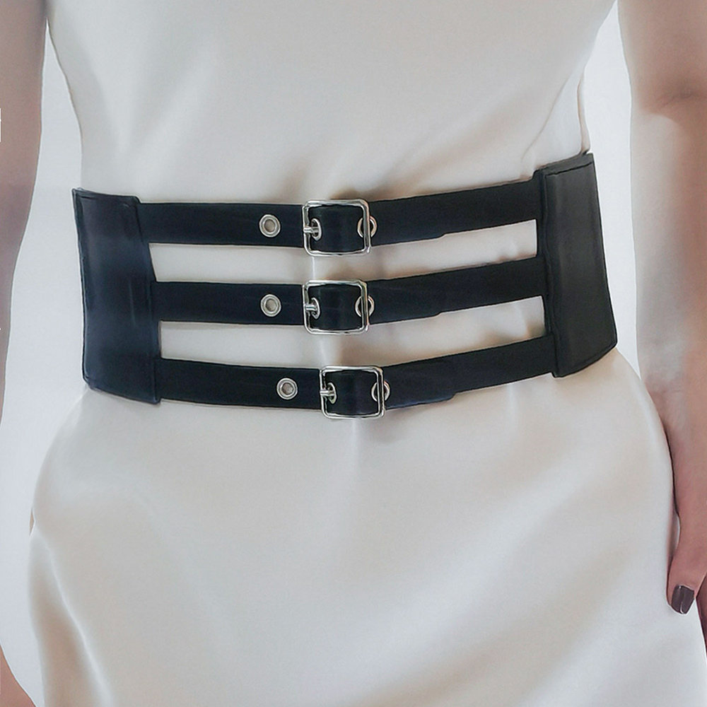 Ig Style Retro Geometric Pu Leather Alloy Elastic Band Women's Corset Belts display picture 5