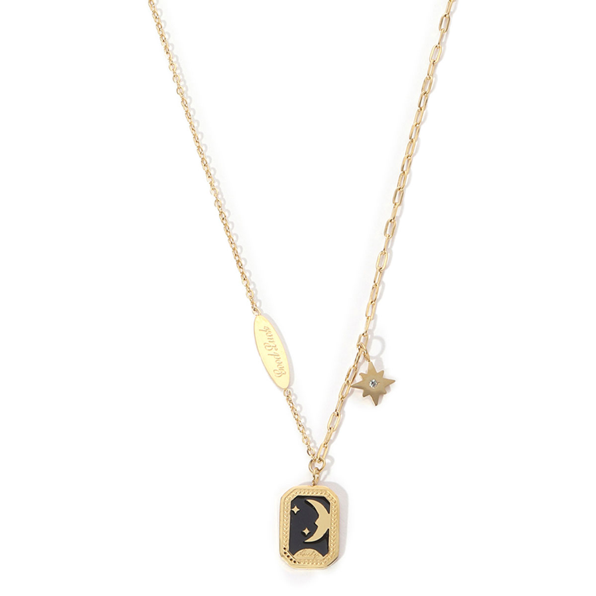 Acier Inoxydable 201 Style Simple Polissage Placage Star Lune Pendentif display picture 5