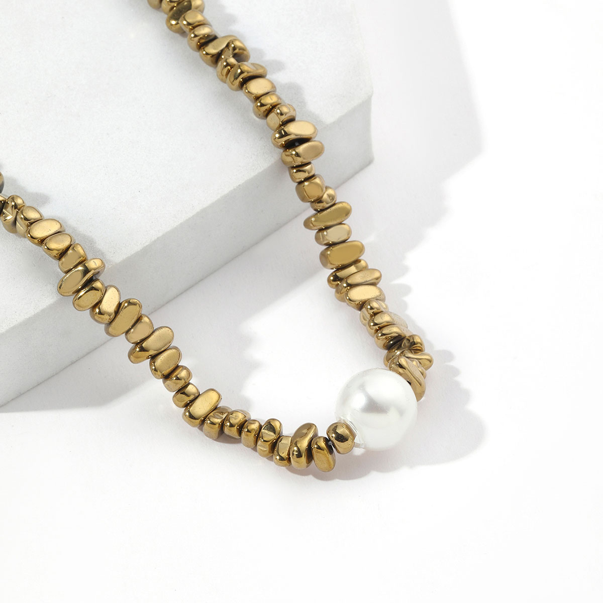 Großhandel Schmuck Einfacher Stil Perle 201 Edelstahl Kunststoff Perlen Irregulär Perlen Überzug Halskette Mit Anhänger display picture 4
