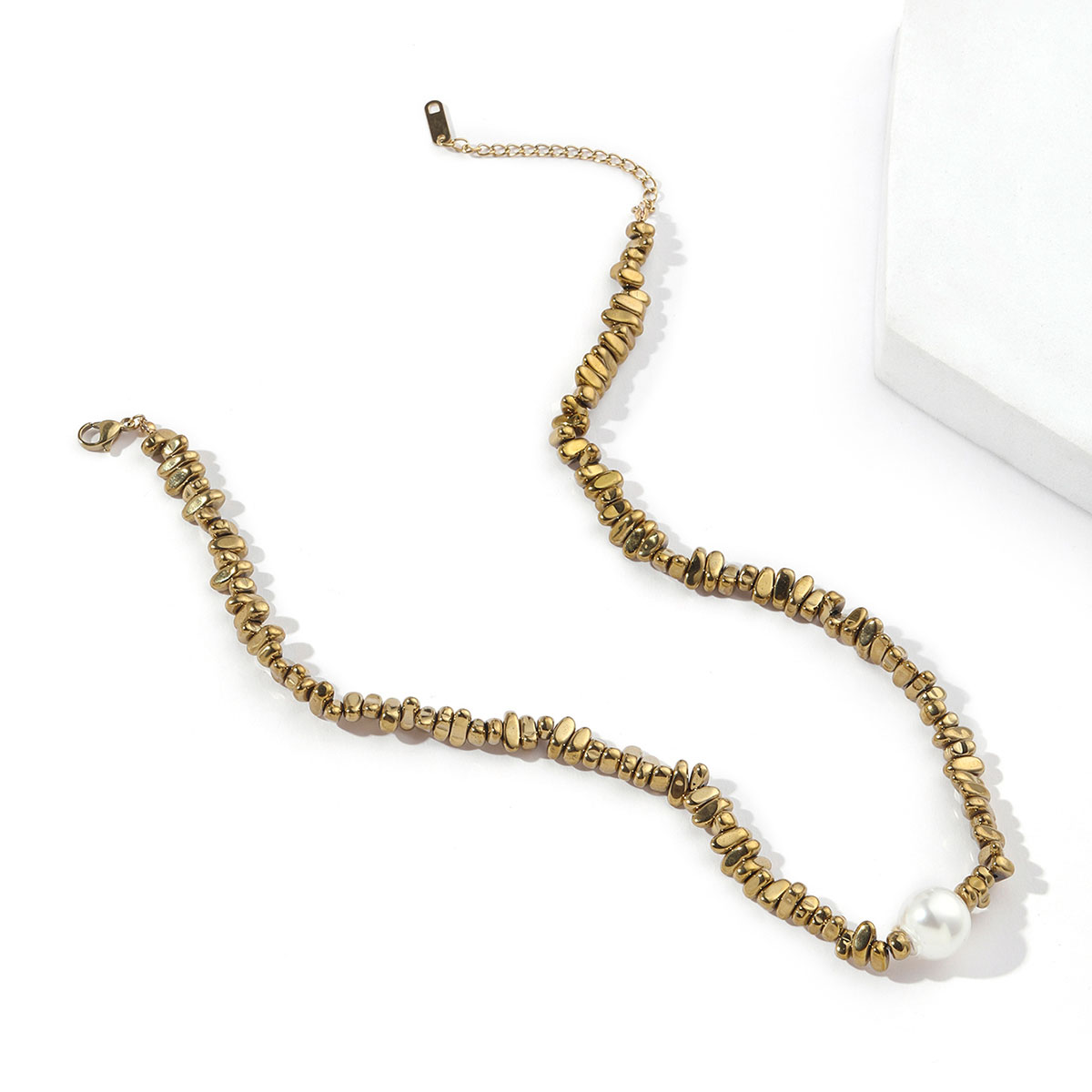 Großhandel Schmuck Einfacher Stil Perle 201 Edelstahl Kunststoff Perlen Irregulär Perlen Überzug Halskette Mit Anhänger display picture 1