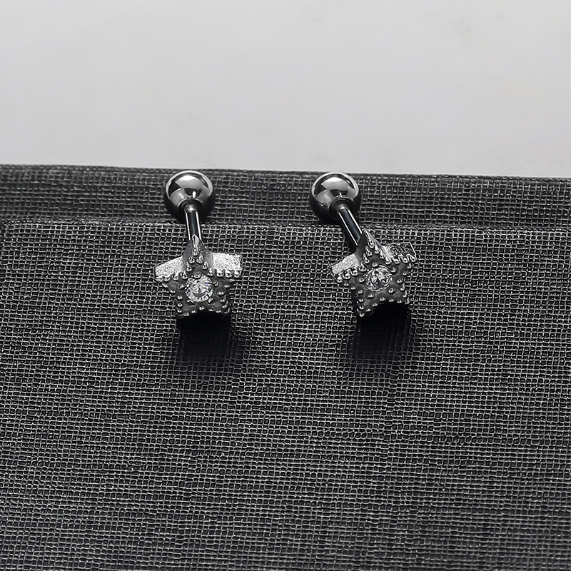 1 Pair Simple Style Solid Color Fish Tail Plating Inlay Stainless Steel Zircon Ear Studs display picture 9