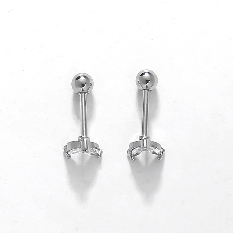 1 Pair Simple Style Solid Color Fish Tail Plating Inlay Stainless Steel Zircon Ear Studs display picture 3