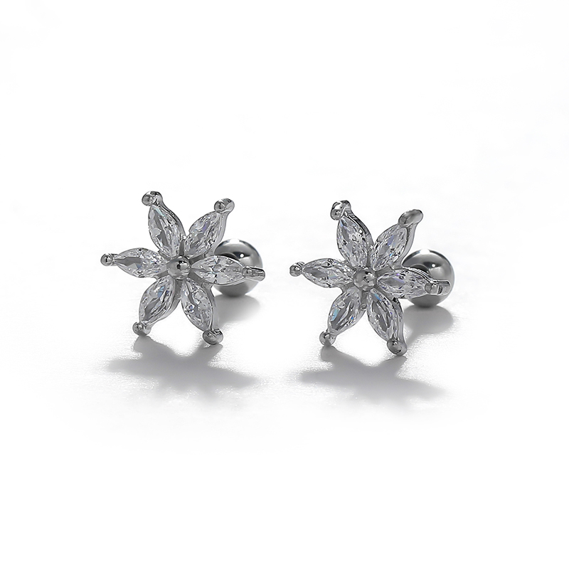1 Pair Simple Style Solid Color Fish Tail Plating Inlay Stainless Steel Zircon Ear Studs display picture 6