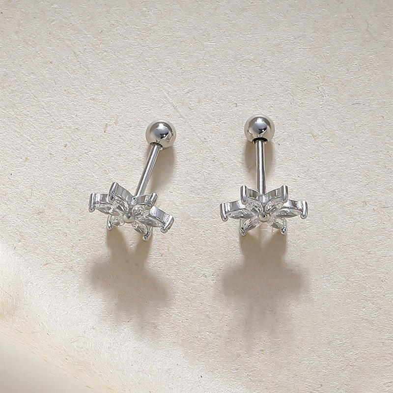 1 Pair Simple Style Solid Color Fish Tail Plating Inlay Stainless Steel Zircon Ear Studs display picture 8