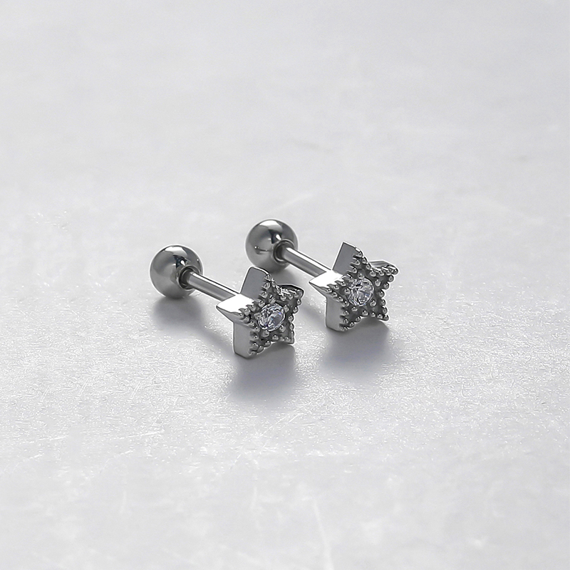 1 Pair Simple Style Solid Color Fish Tail Plating Inlay Stainless Steel Zircon Ear Studs display picture 12