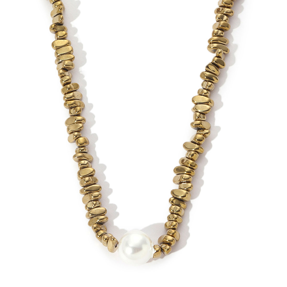 Großhandel Schmuck Einfacher Stil Perle 201 Edelstahl Kunststoff Perlen Irregulär Perlen Überzug Halskette Mit Anhänger display picture 6