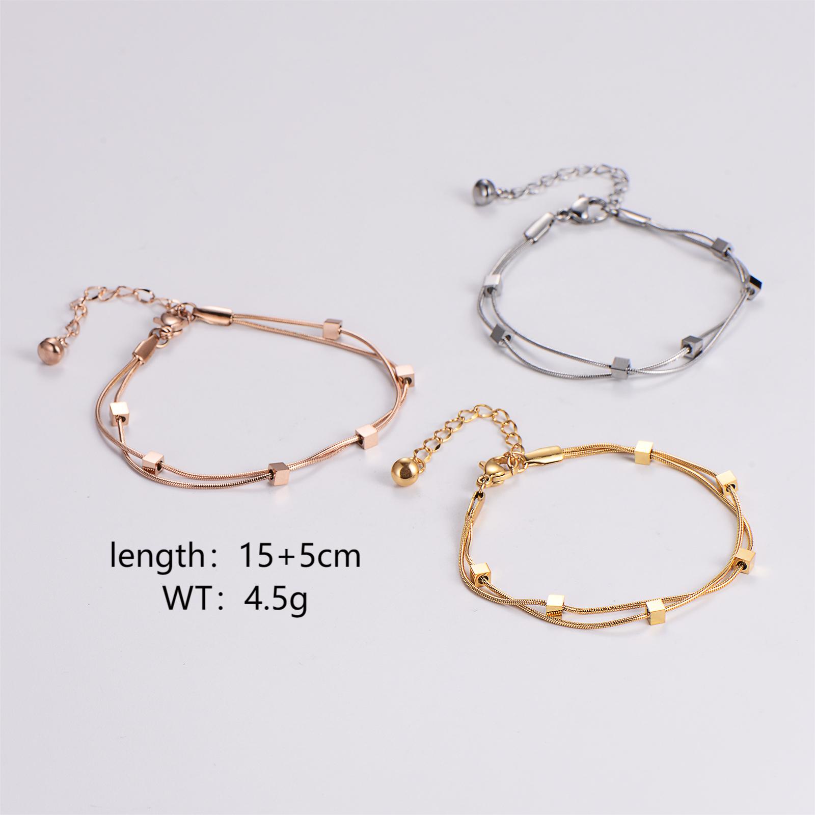 Elegant Luxurious Square Stainless Steel 18K Gold Plated Rose Gold Plated Bracelets In Bulk display picture 1