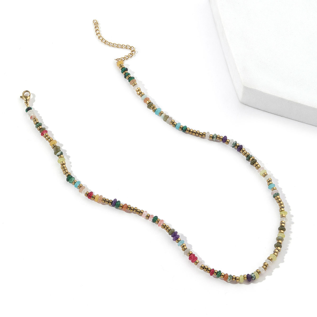 Wholesale Jewelry Ethnic Style Colorful Titanium Steel Natural Stone Plating Beaded Choker display picture 3