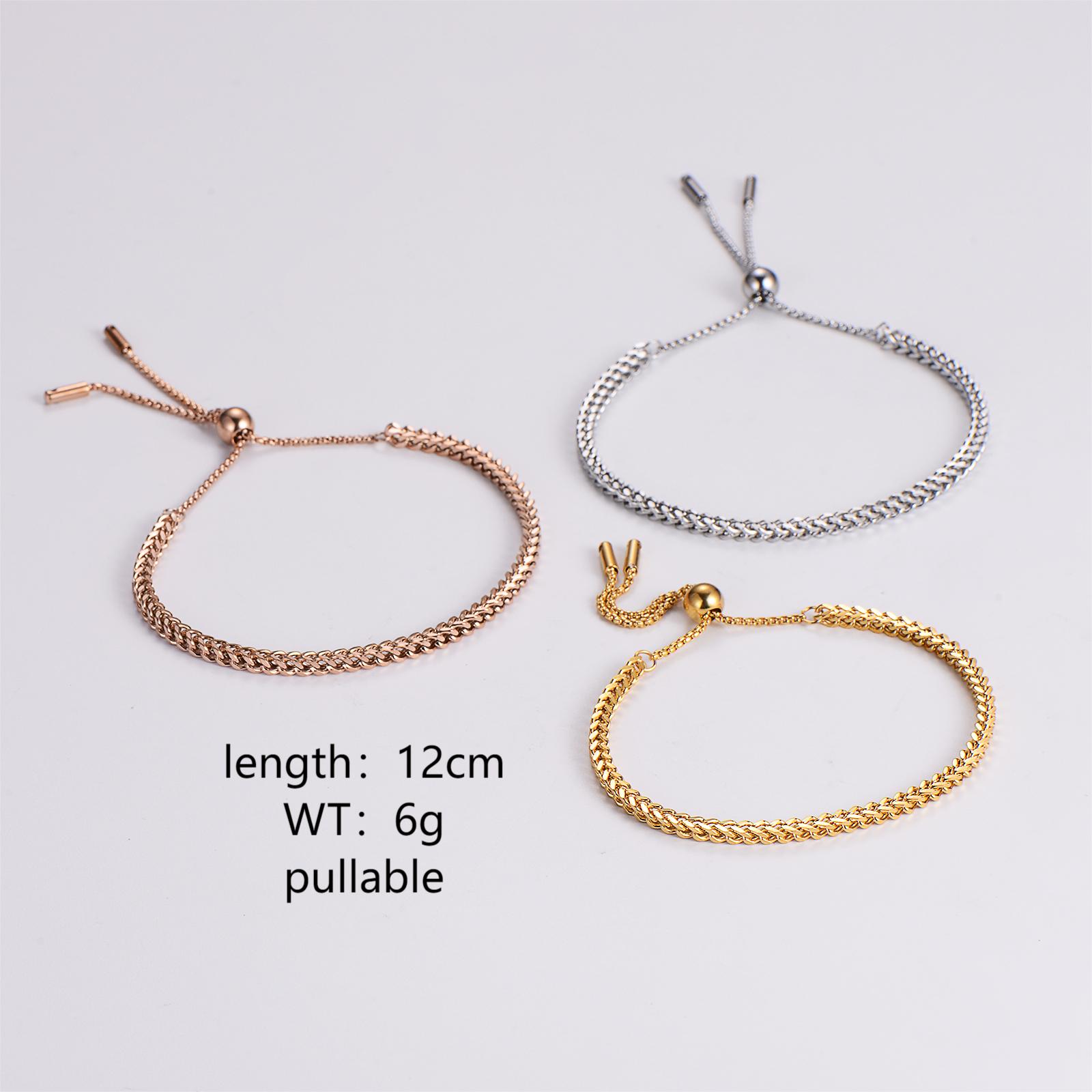 Elegant Luxurious Solid Color Stainless Steel 18K Gold Plated Rose Gold Plated Bracelets In Bulk display picture 2