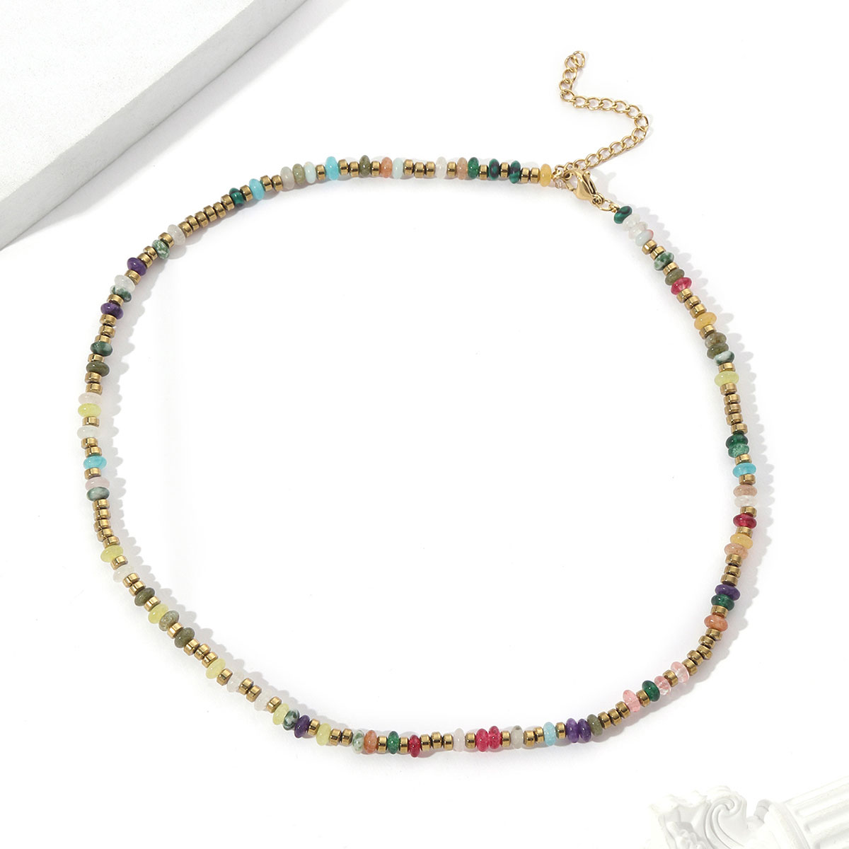 Wholesale Jewelry Ethnic Style Colorful Titanium Steel Natural Stone Plating Beaded Choker display picture 7