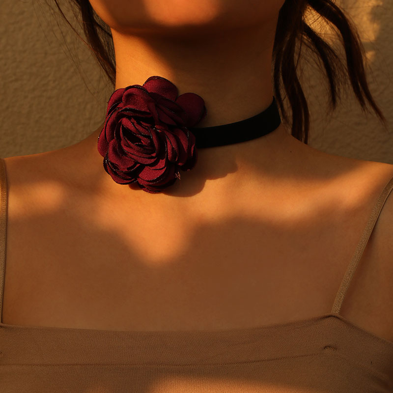 Romantisch Süss Blume Rostfreier Stahl Tuch Samt Handgemacht Frau Halsband display picture 7