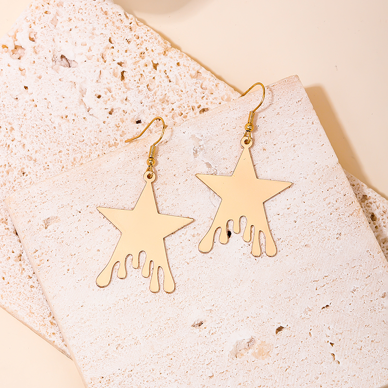 1 Pair Simple Style Star Iron Drop Earrings display picture 4