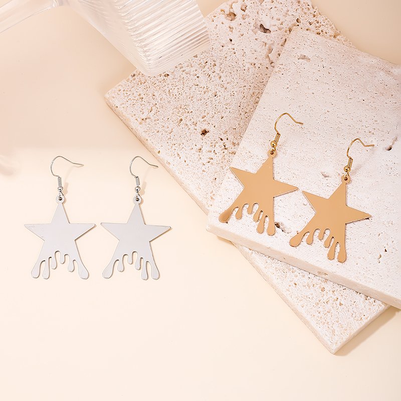 1 Pair Simple Style Star Iron Drop Earrings display picture 1