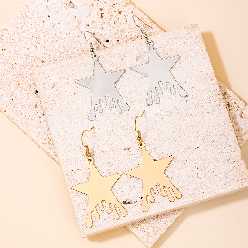 1 Pair Simple Style Star Iron Drop Earrings display picture 3