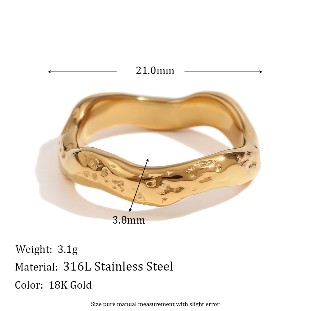 Basic Simple Style Classic Style Waves Stainless Steel Plating 18k Gold Plated Rings display picture 2