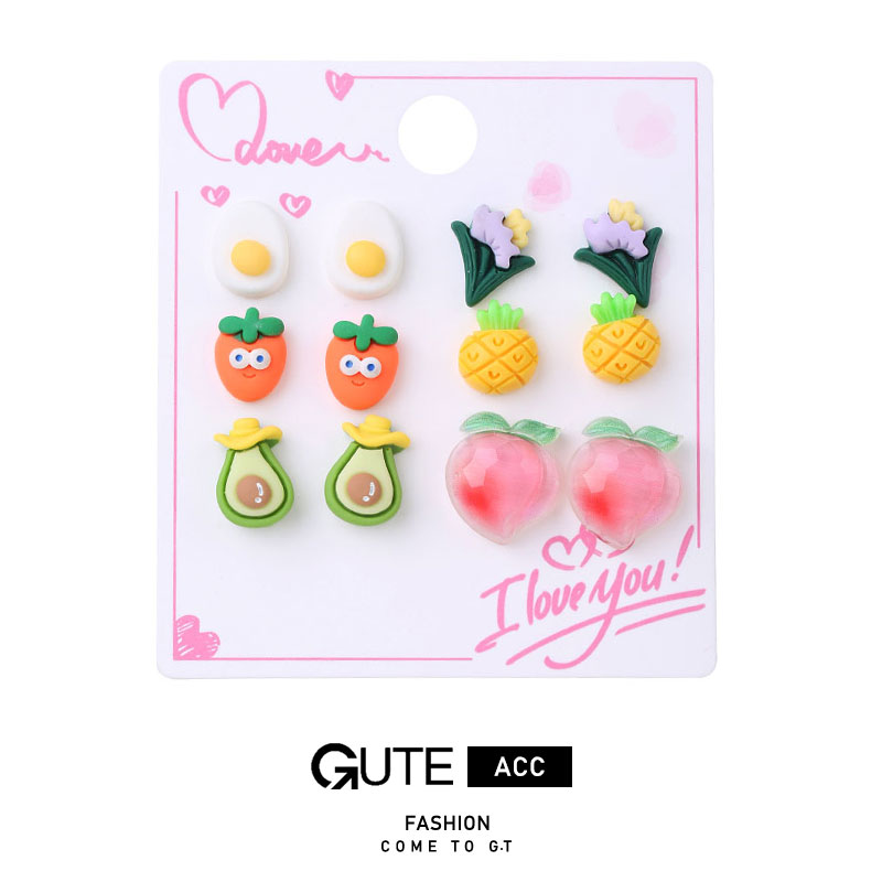 1 Set Cute Sweet Flower Watermelon Arylic Resin Ear Studs display picture 11