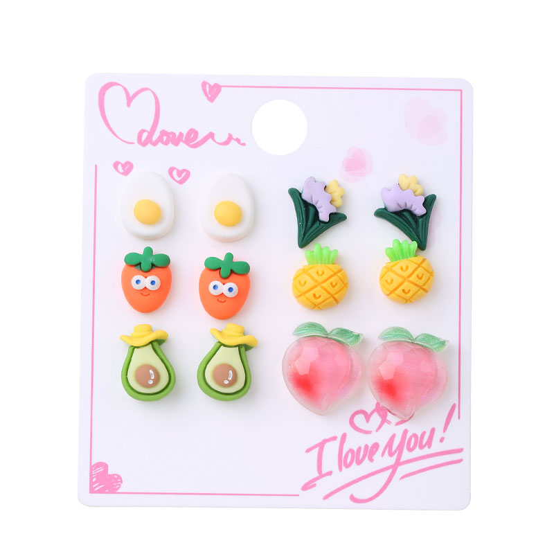 1 Set Cute Sweet Flower Watermelon Arylic Resin Ear Studs display picture 8
