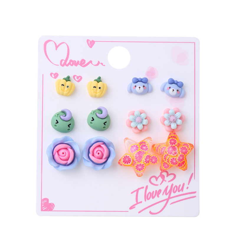 1 Set Cute Sweet Flower Watermelon Arylic Resin Ear Studs display picture 10