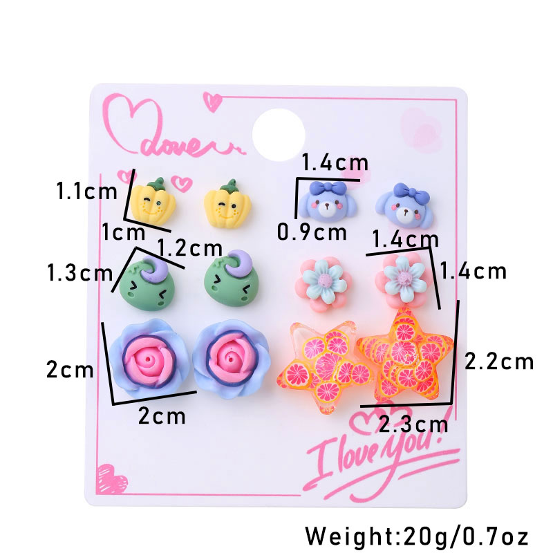 1 Set Cute Sweet Flower Watermelon Arylic Resin Ear Studs display picture 9